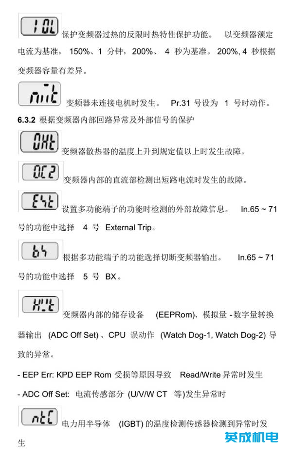 LS（LG）变频器故障代码