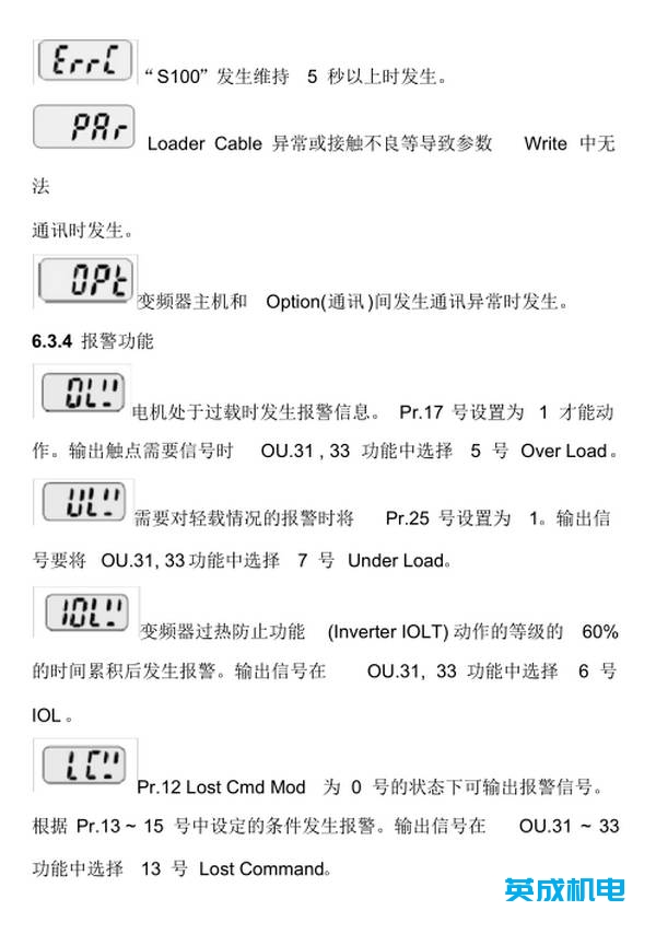 LS（LG）变频器故障代码